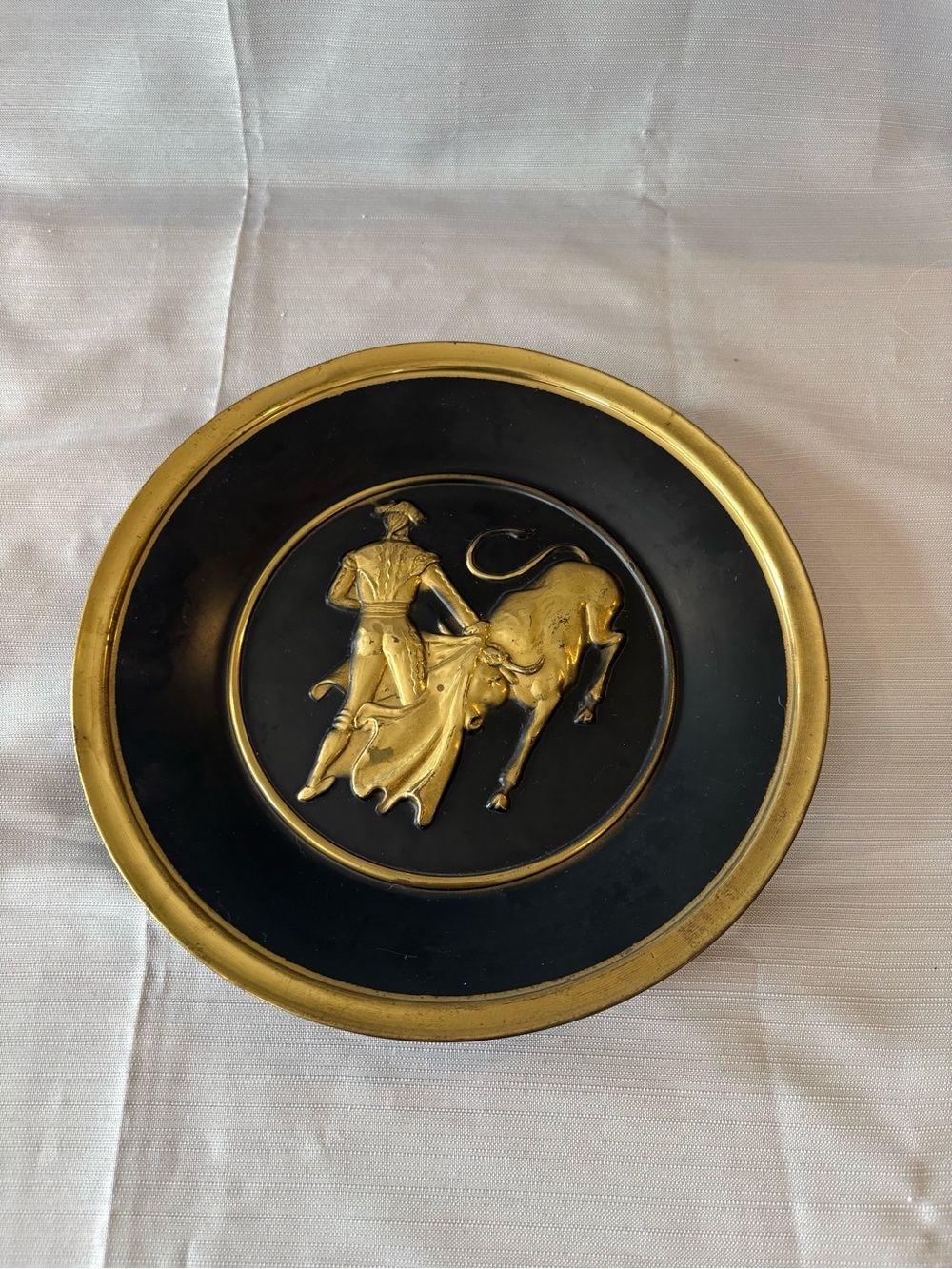 Vintage Collectible Gold and Black Decorative Matador Plate